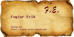 Fogler Erik névjegykártya